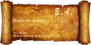 Badics Andor névjegykártya