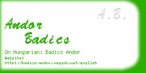 andor badics business card